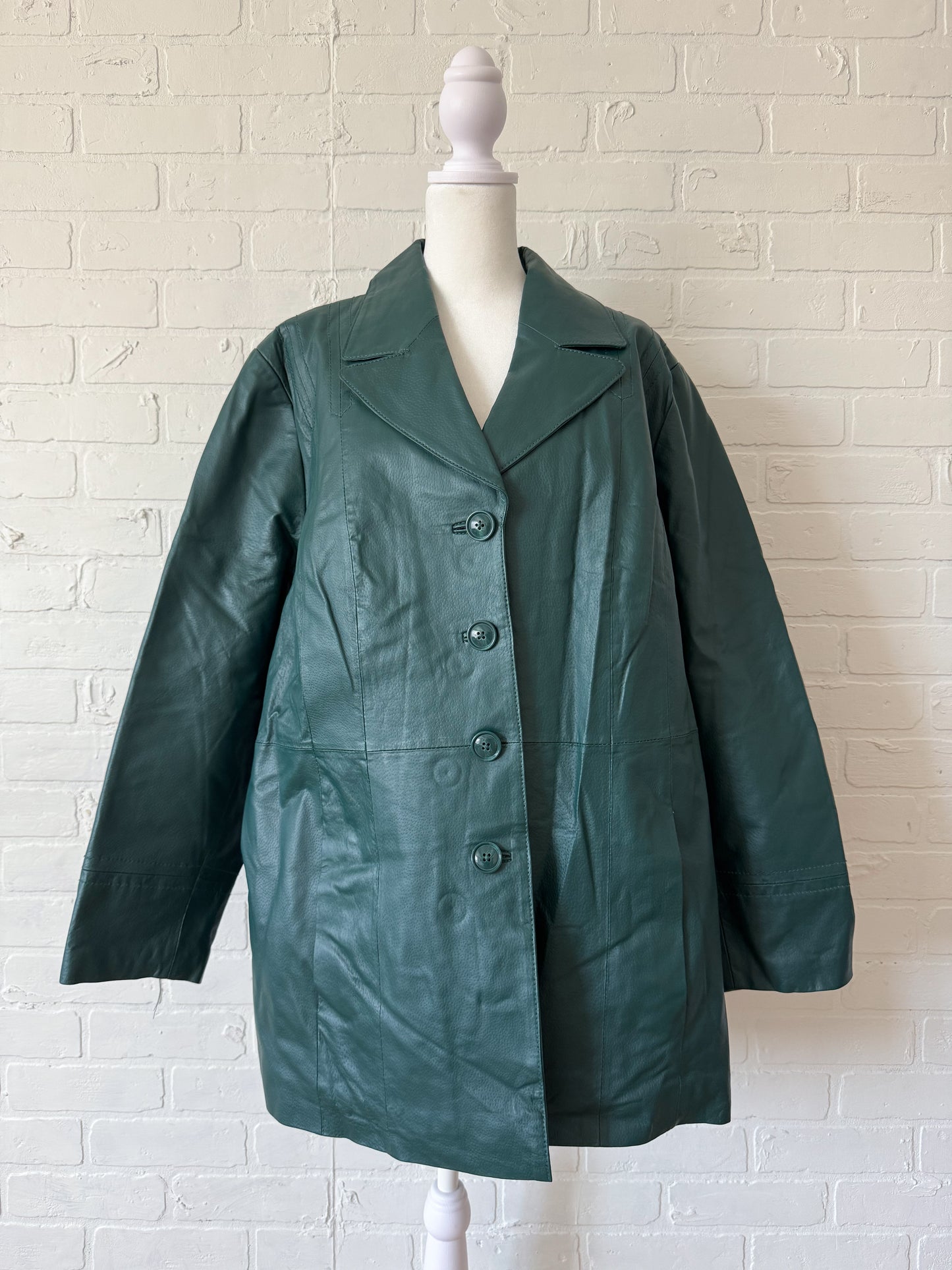 Green leather jacket - XL