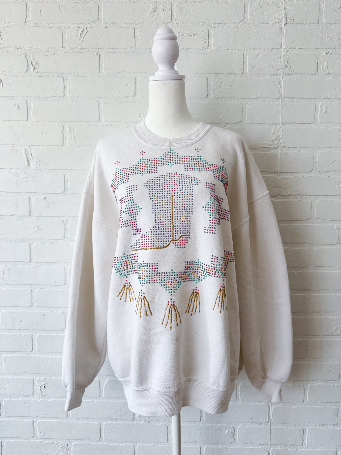 Cowboy boot sweater - xl