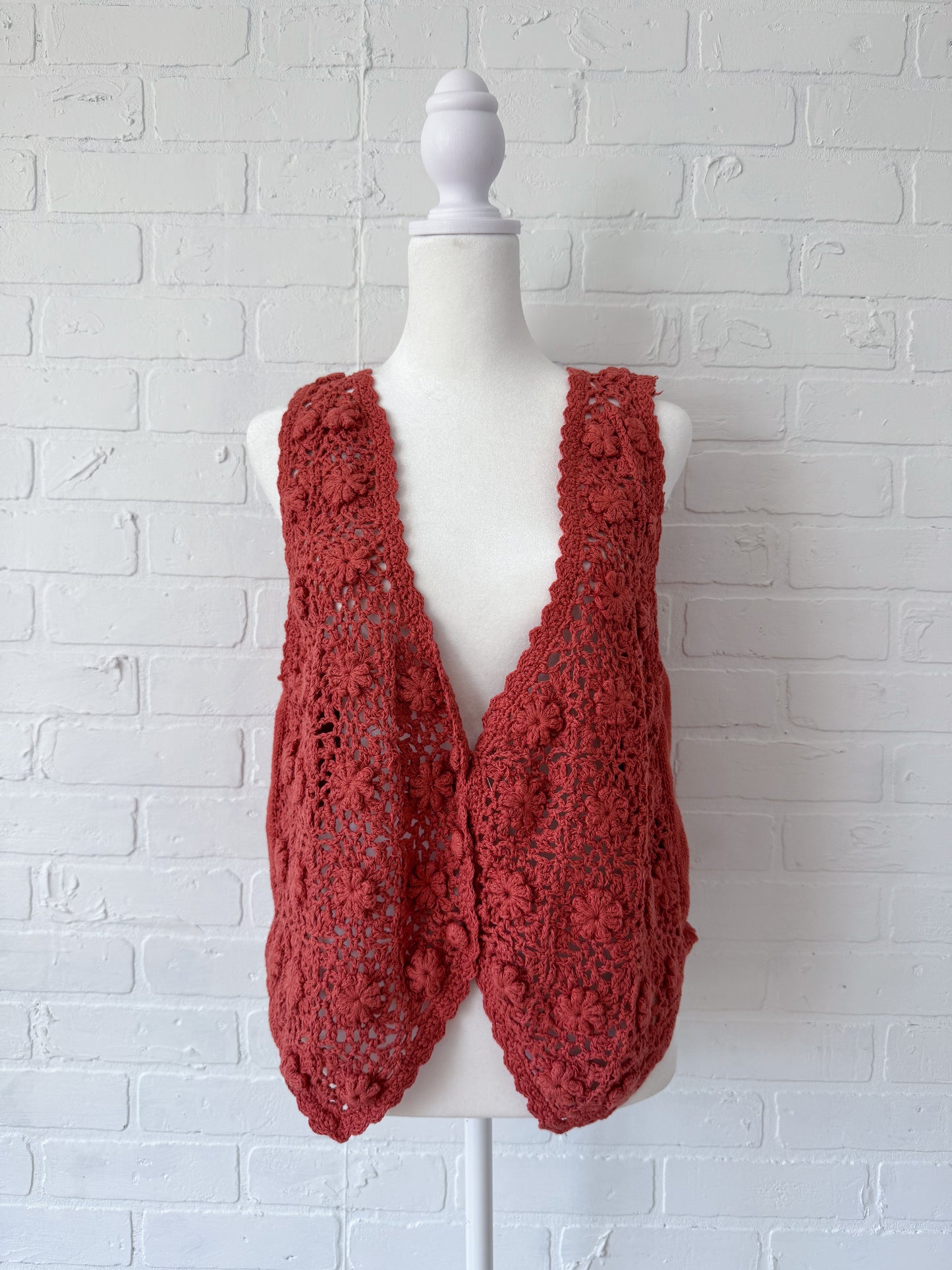 Hand knit coral vest - m