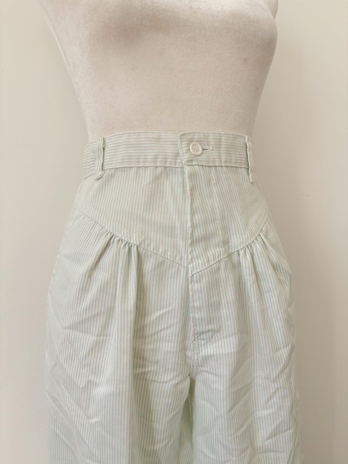 Teal striped trousers-S