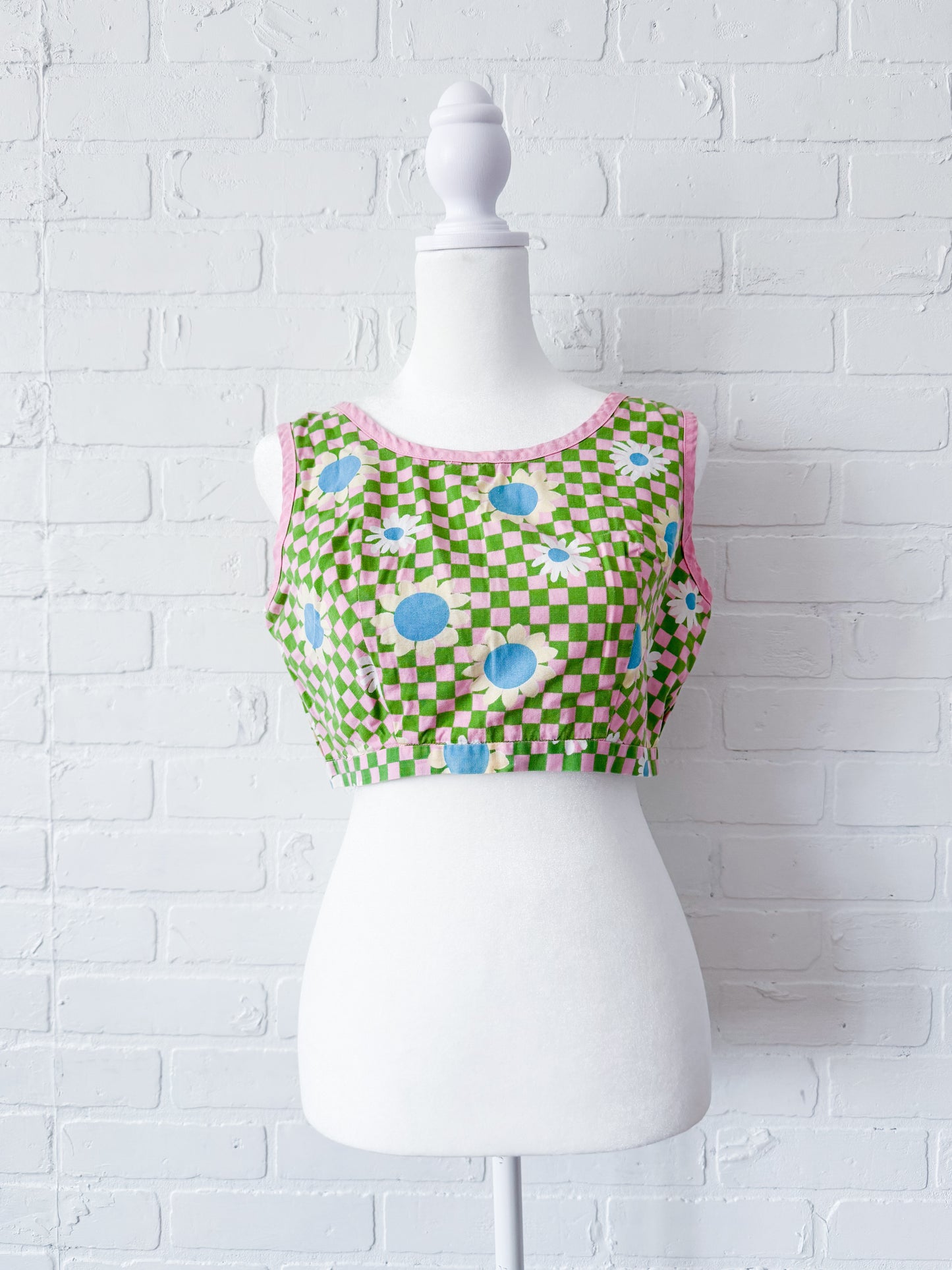 Floral gingham crop top - s