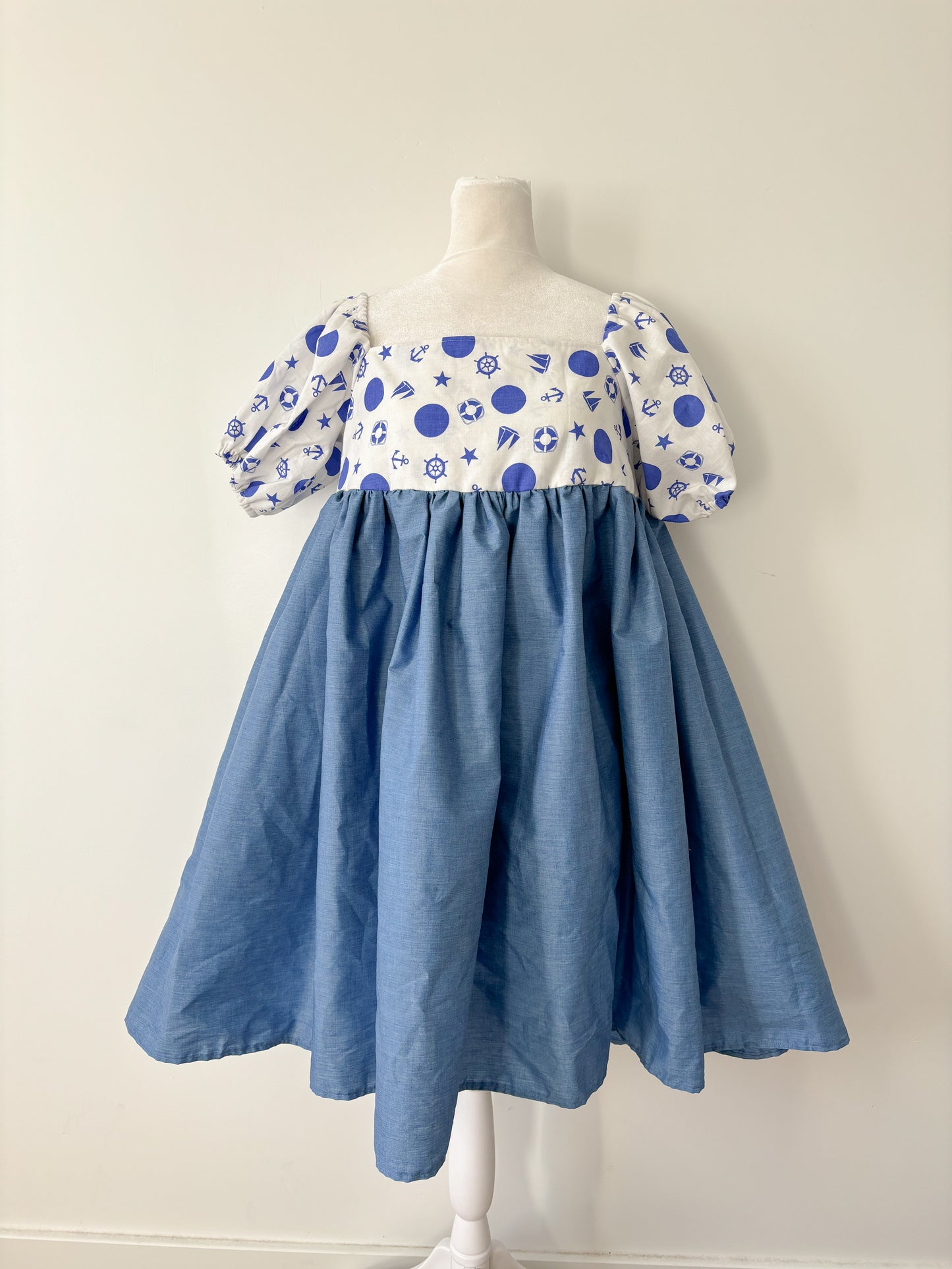 Blue puff sleeve dress-S