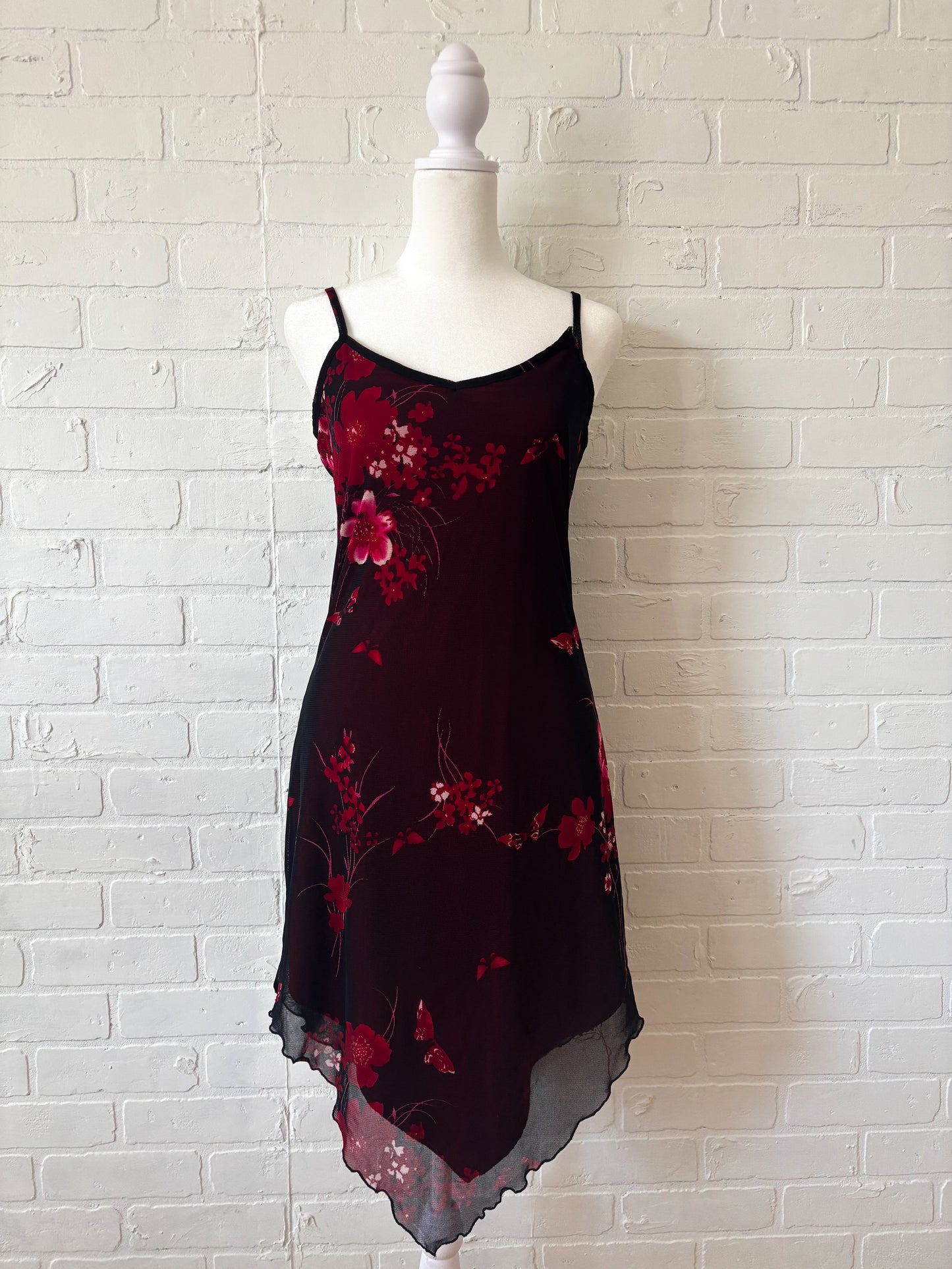 Red and black mini dress-S