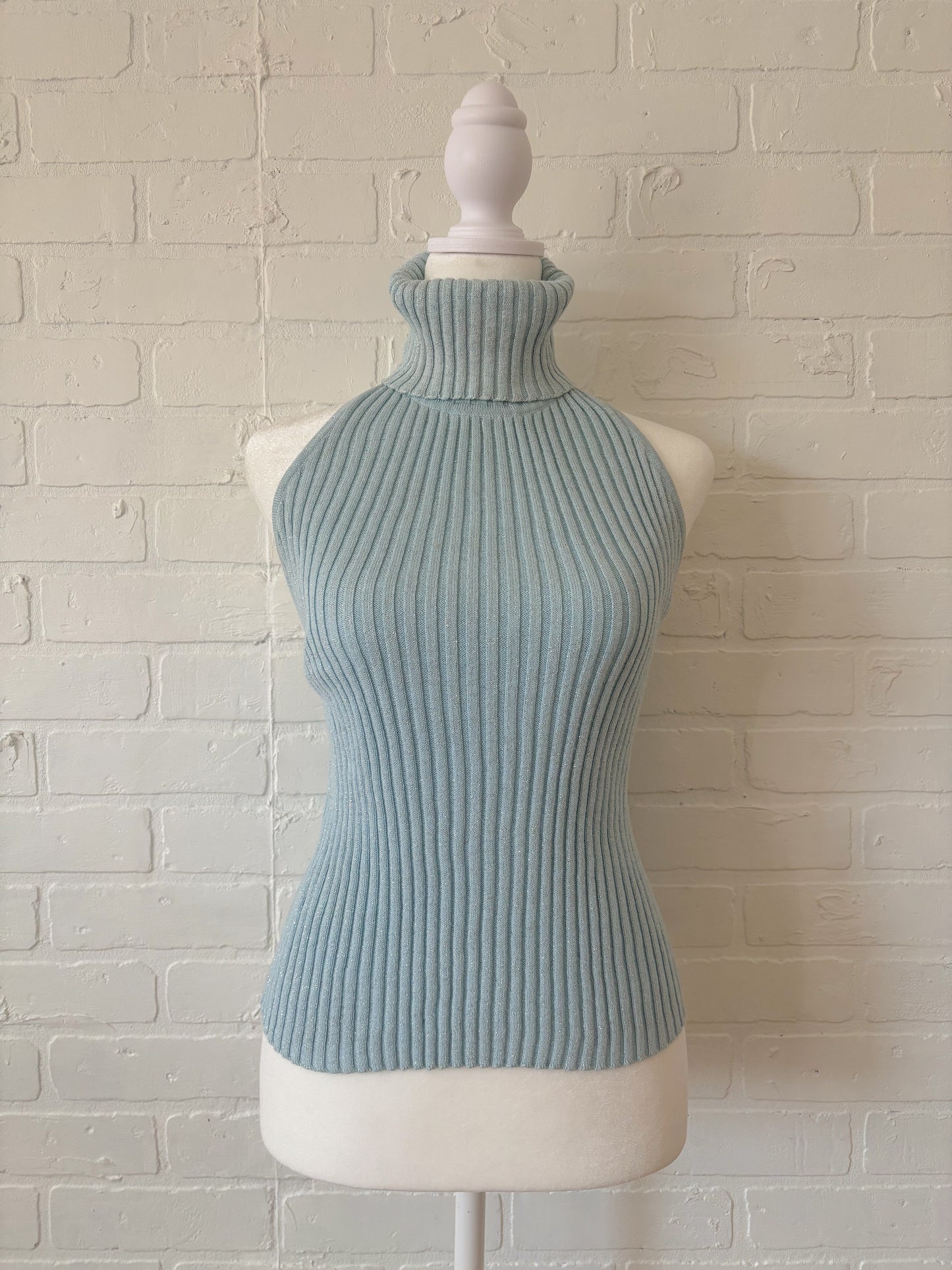 Blue turtleneck halter top-M