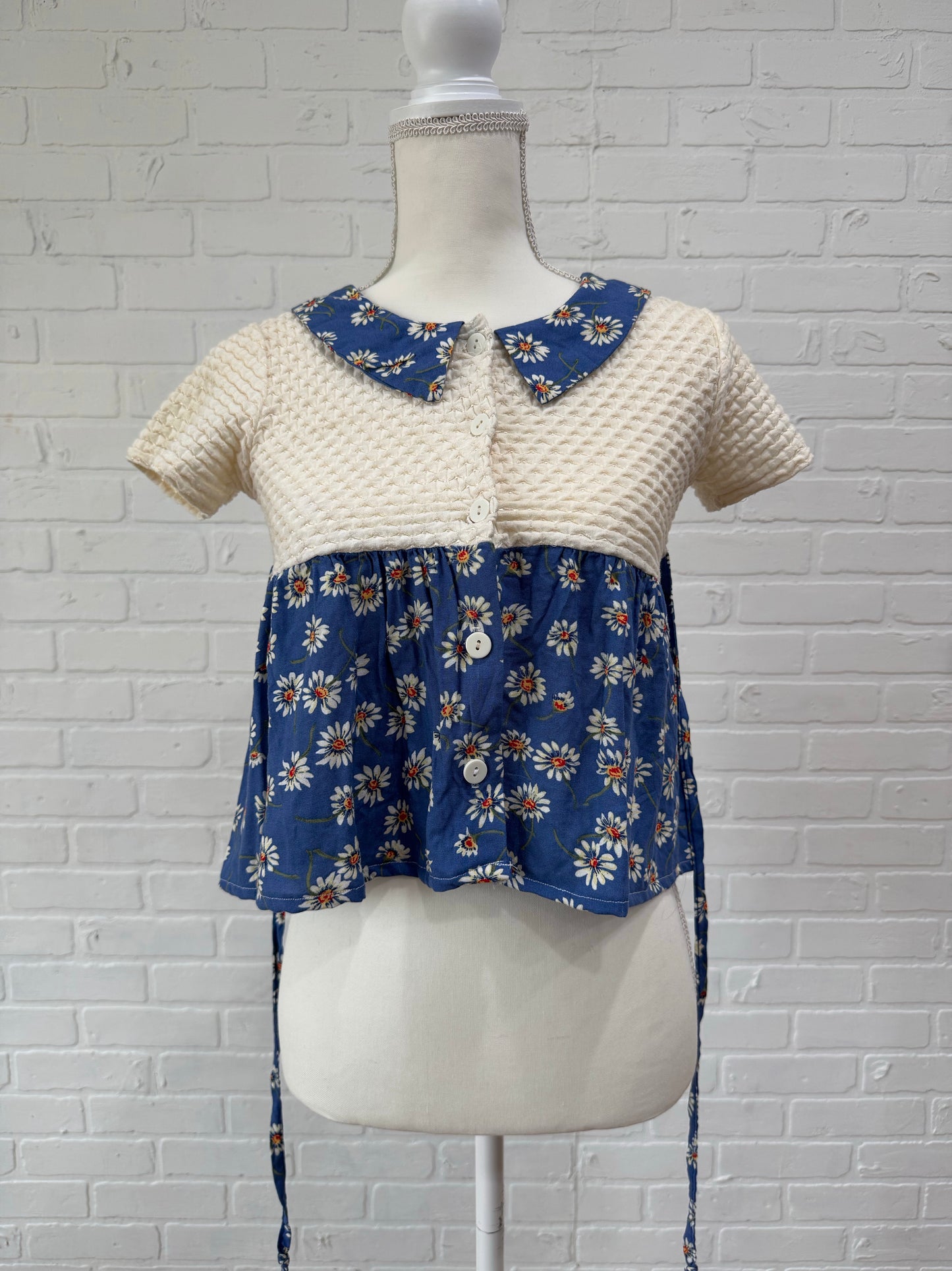 Cream and floral peplum top - 14