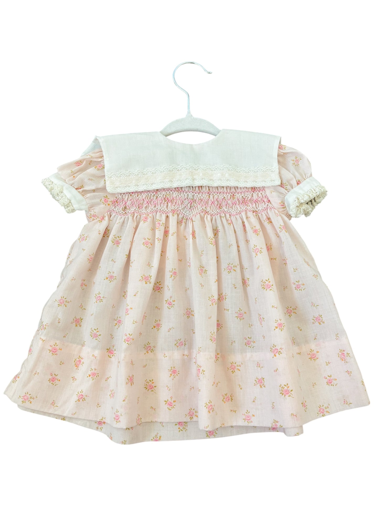 Baby pink floral collared dress
