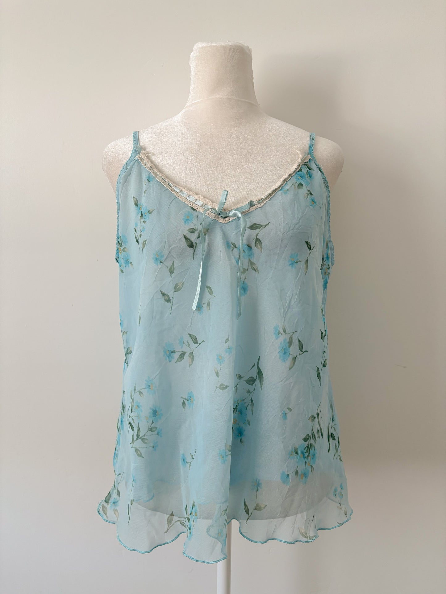 Blue floral tank - L