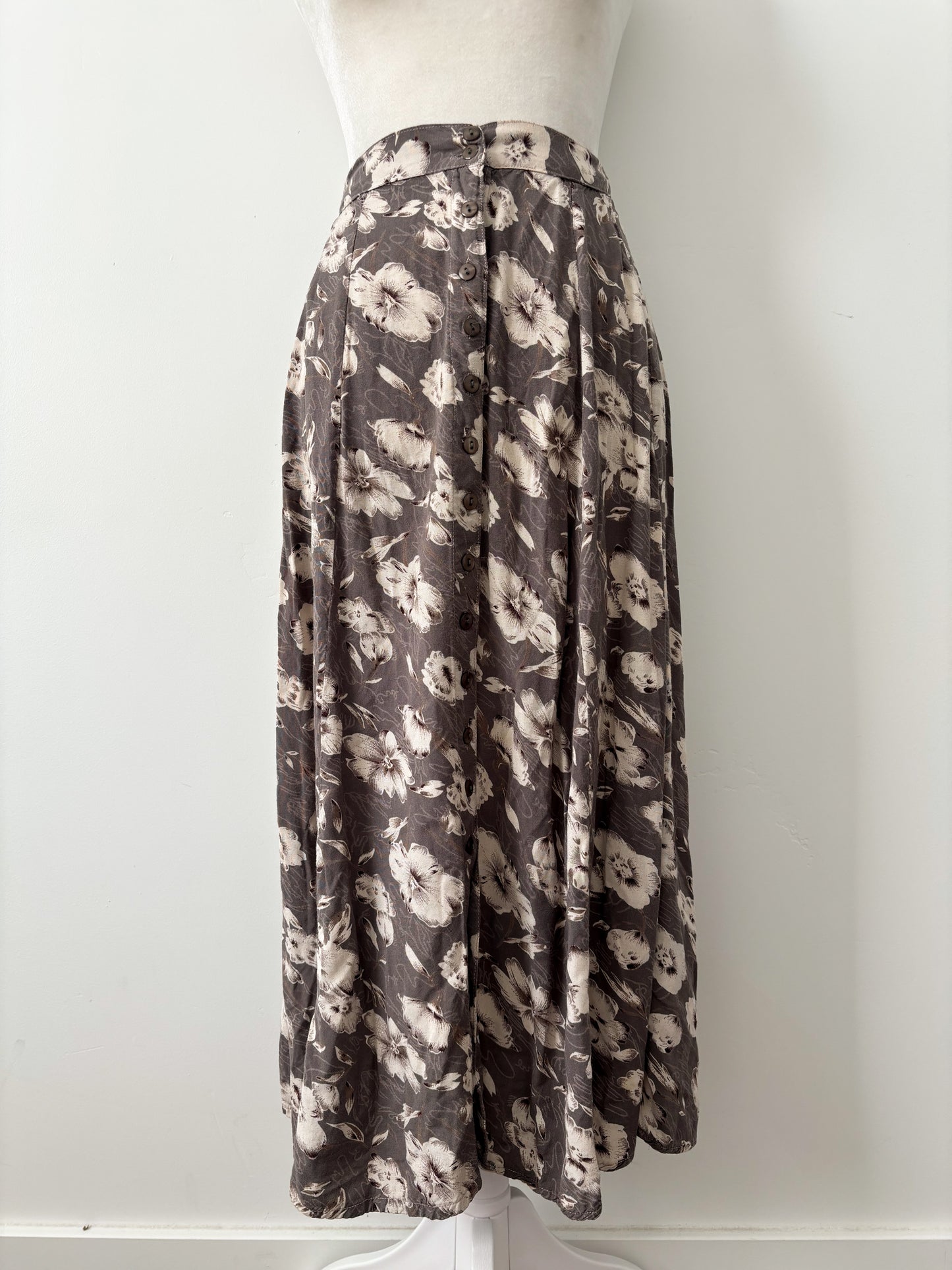 Gray Floral maxi skirt-S