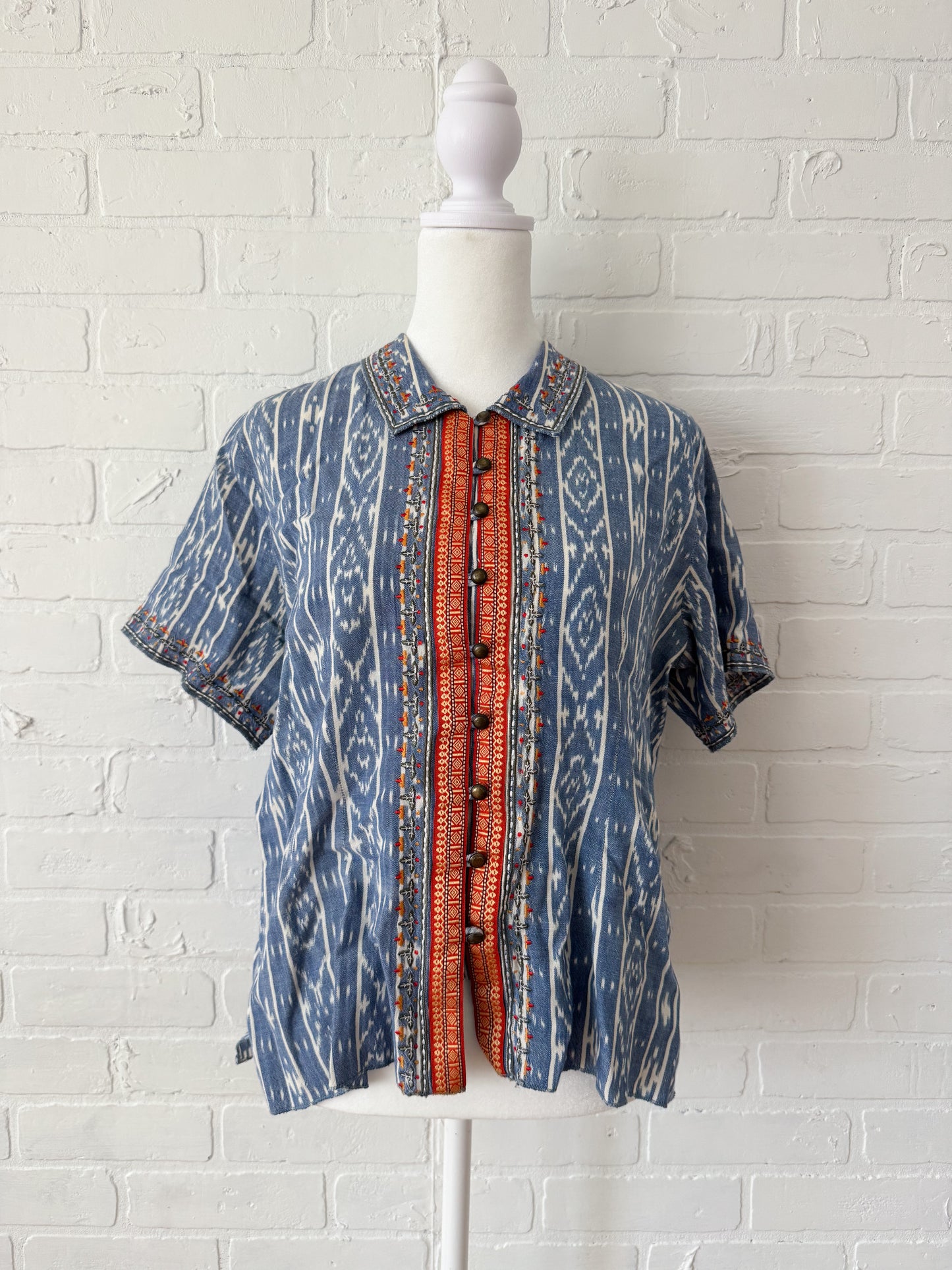 Blue western top - m
