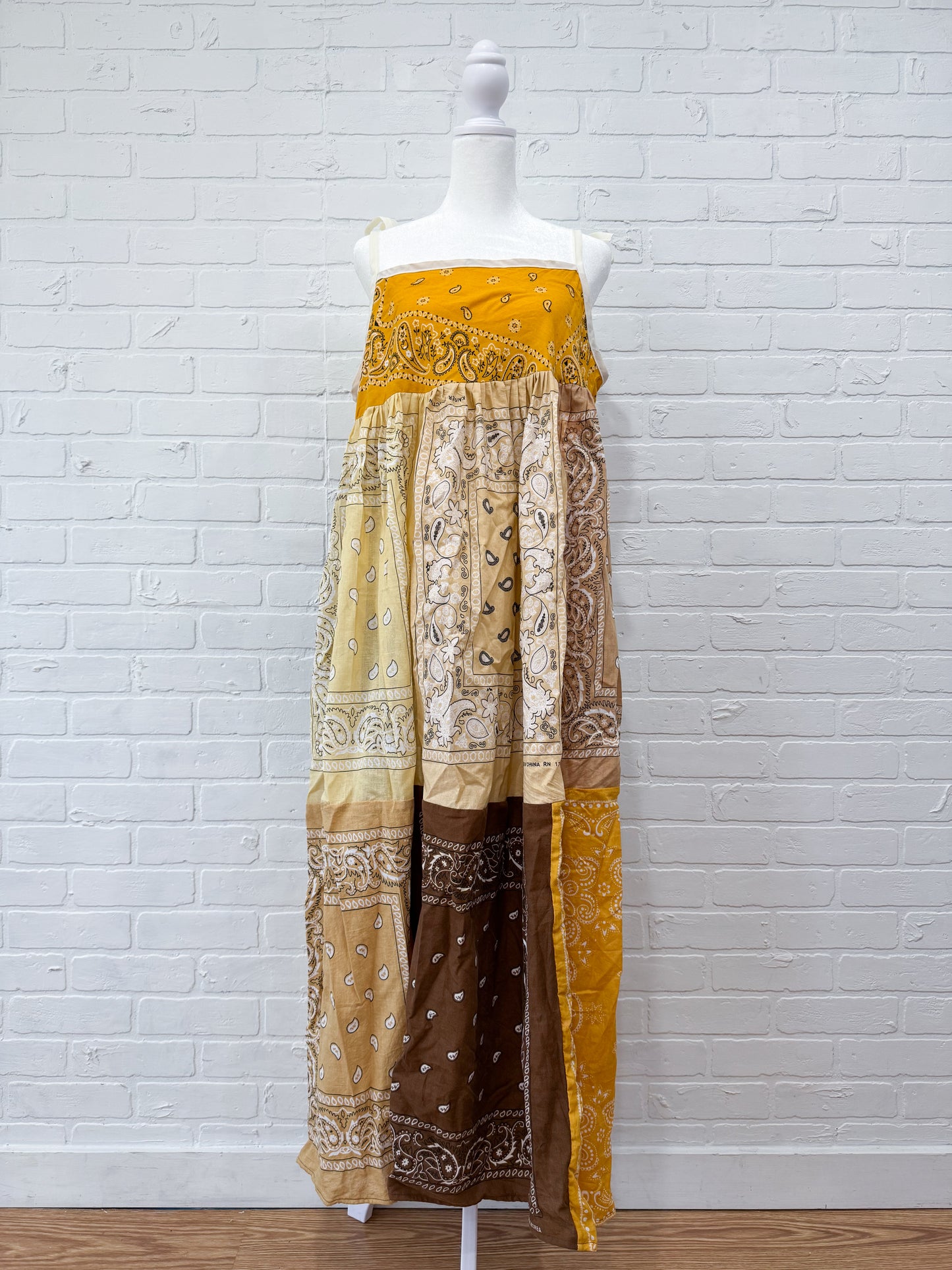 Yellow Bandana Patchwork Dress - Large
