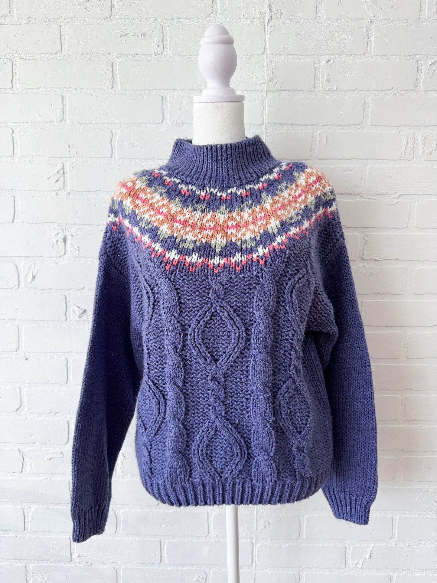 Hand knit purple sweater - m