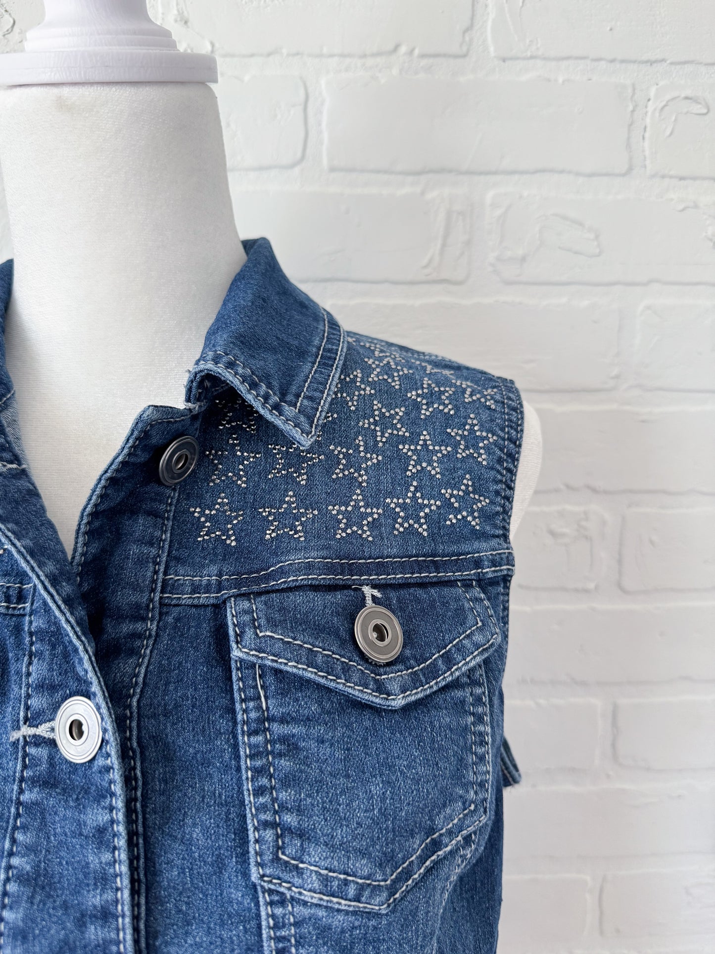 Star denim vest - m