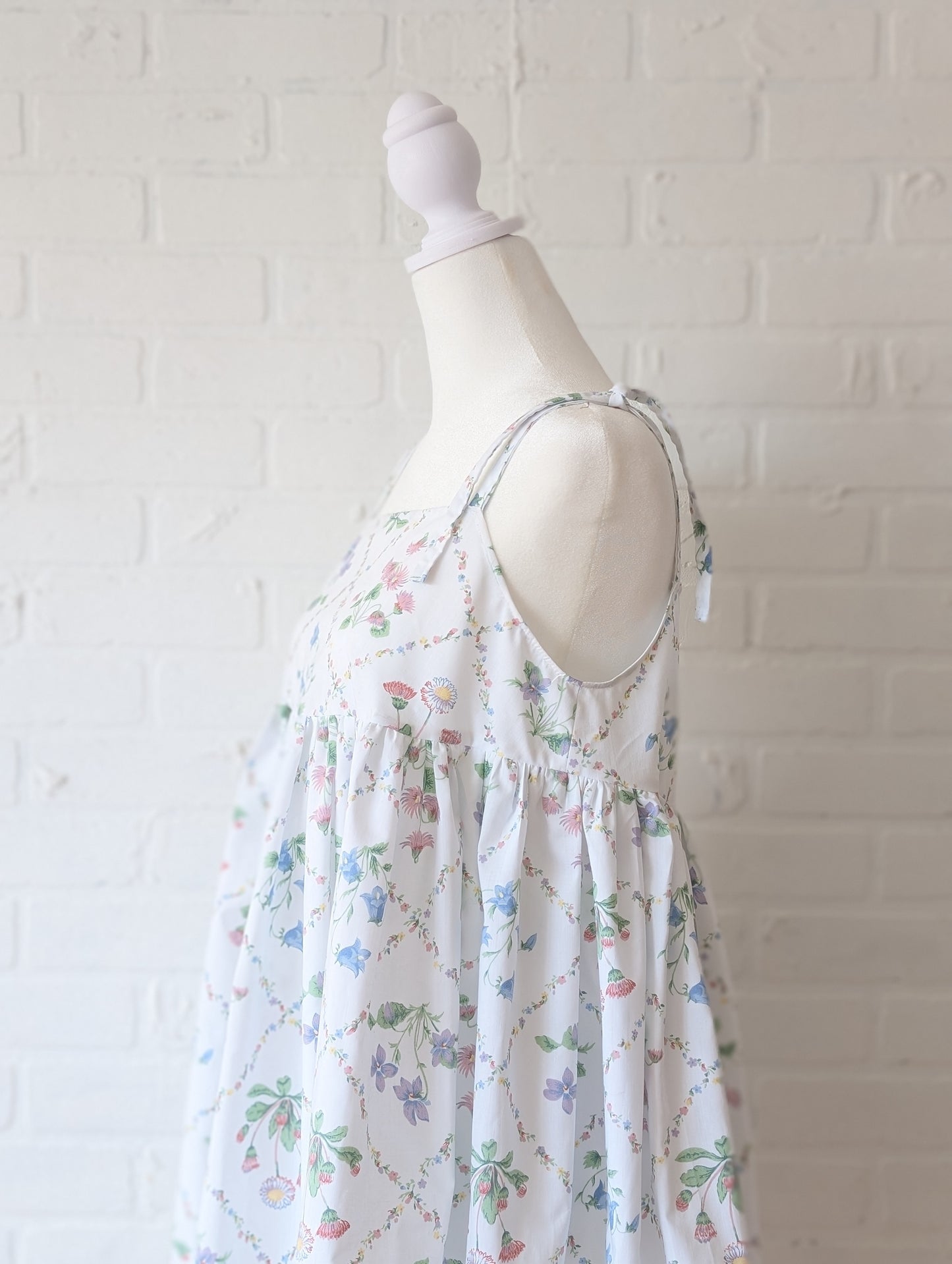 White Floral tank dress - Small