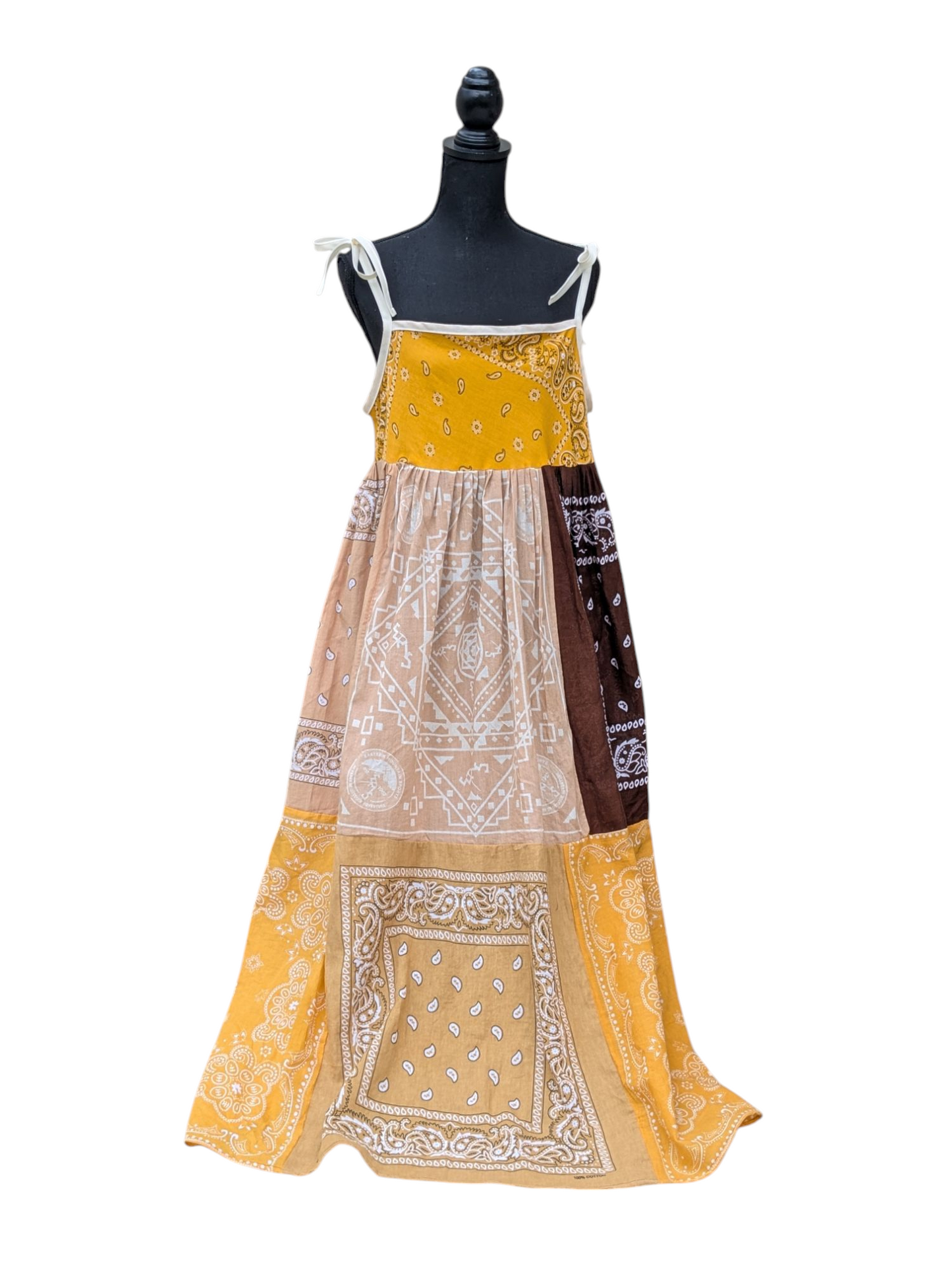 Yellow Bandana Patchwork Dress - Large
