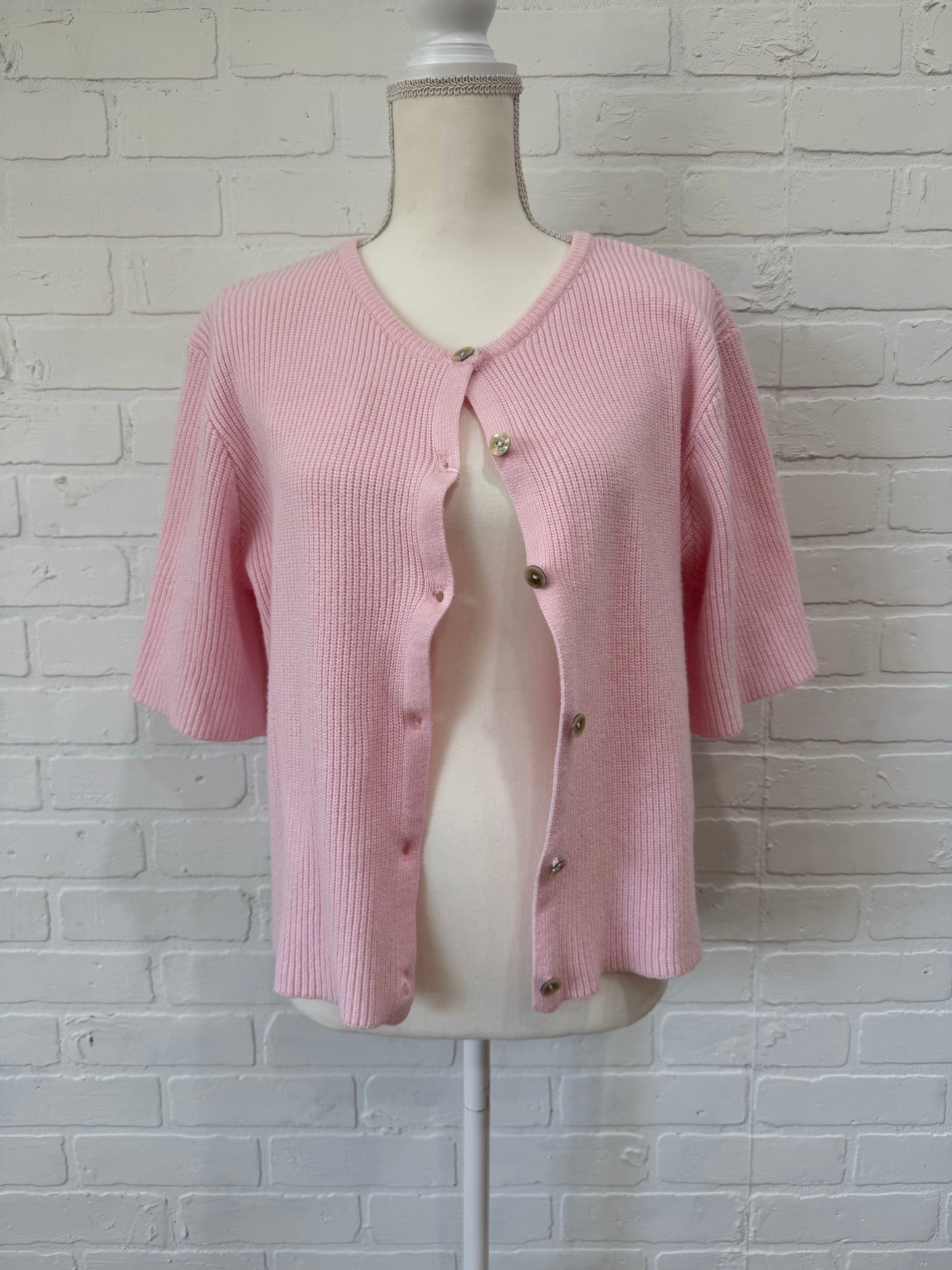 Pink short sleeve cardigan-M