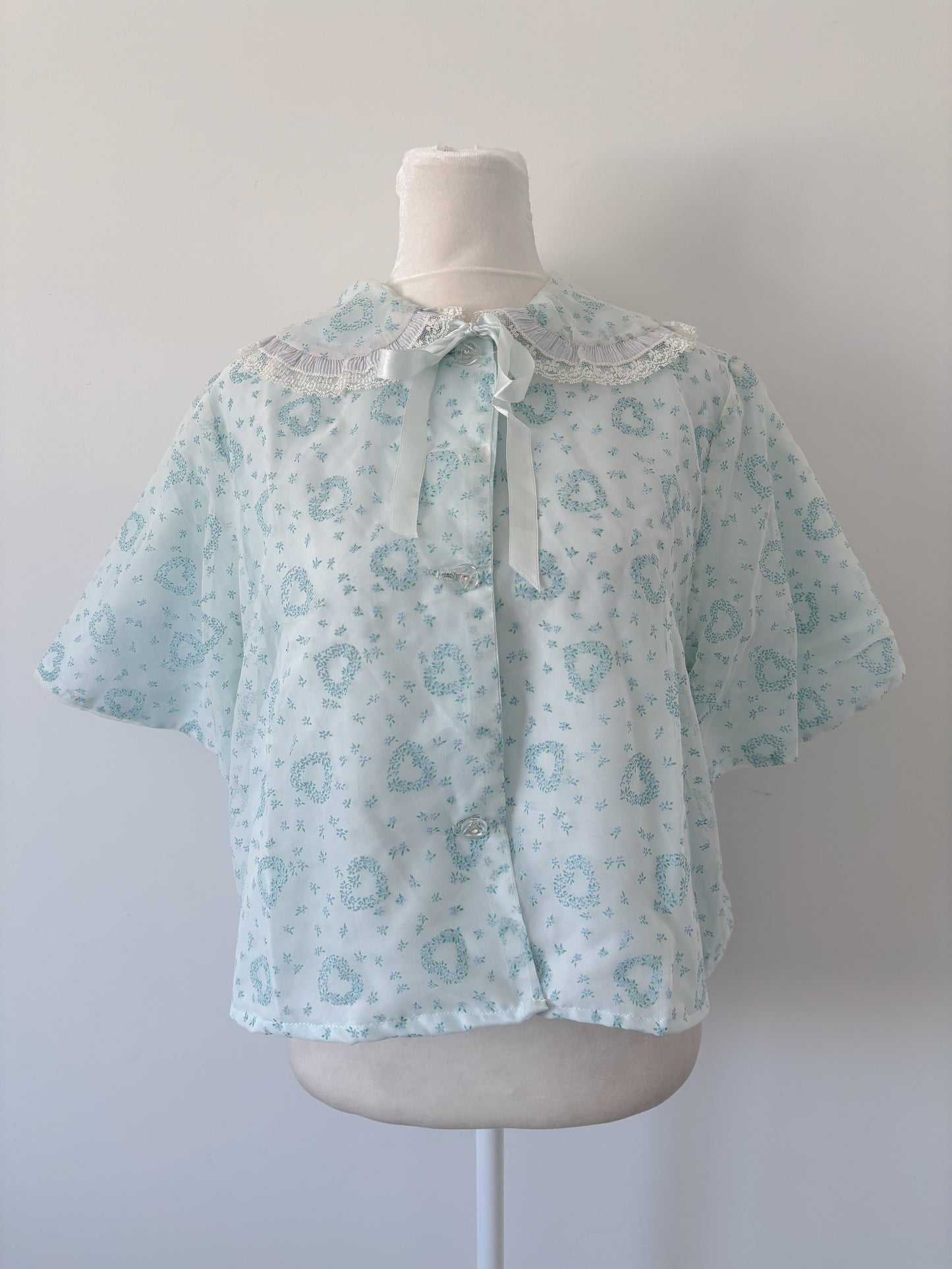 Blue floral heart housecoat - m
