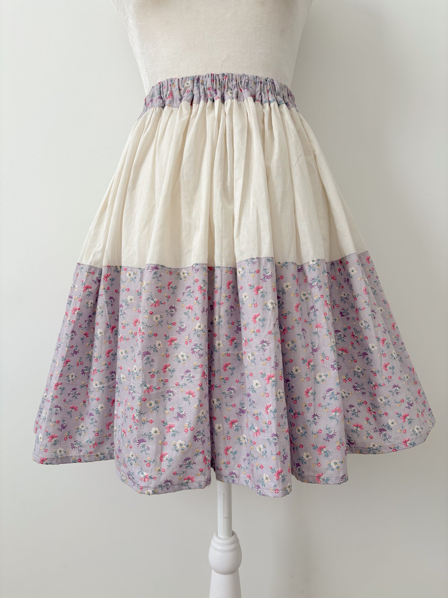 Purple & white skirt-S