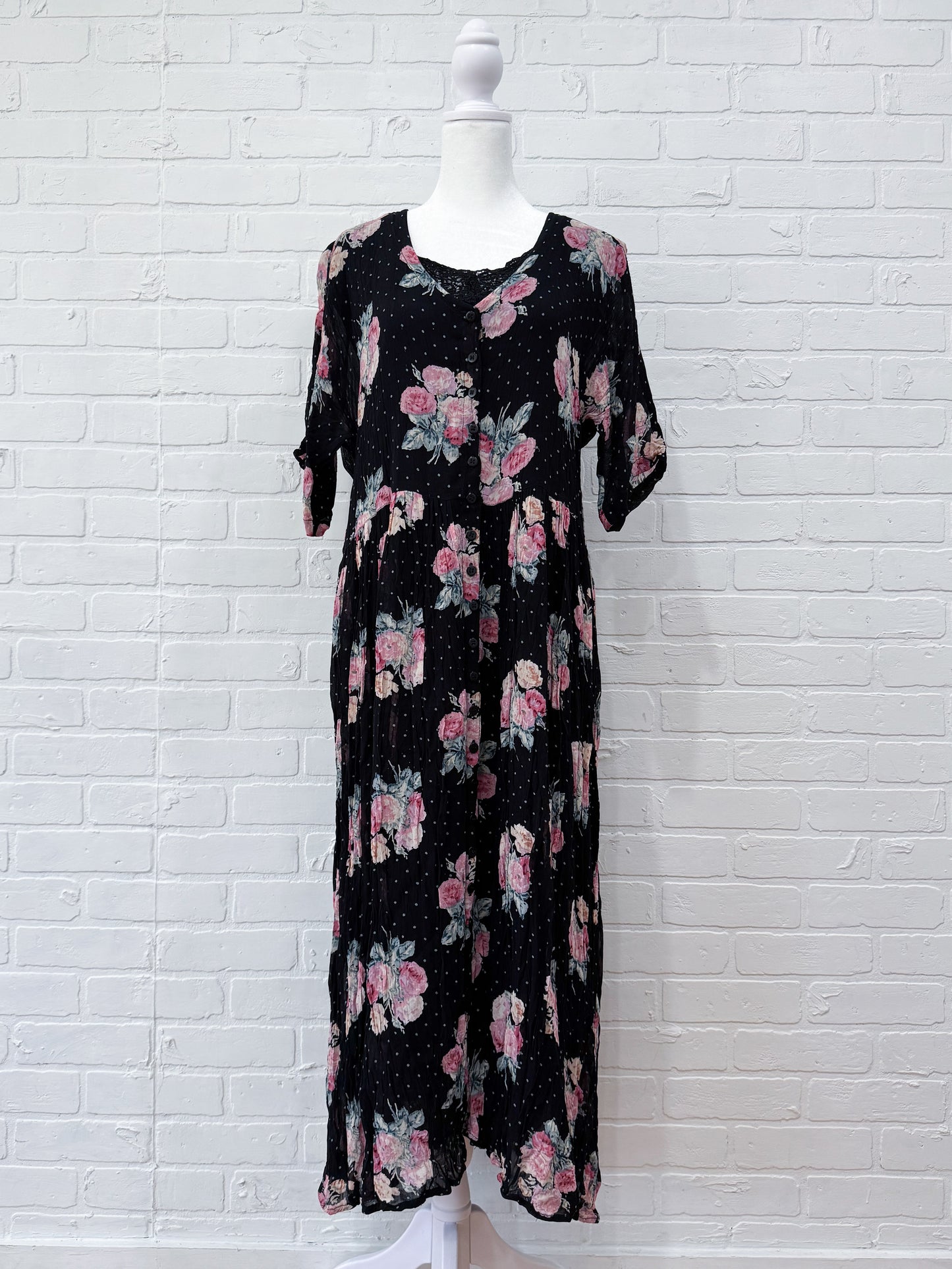 Floral polka dot dress - m