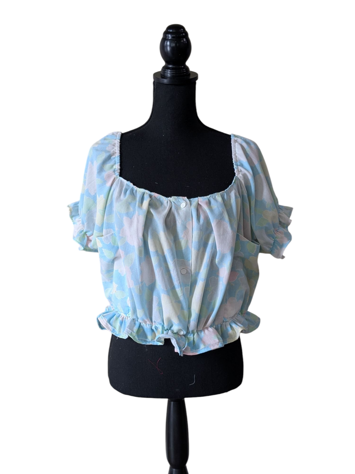 Pastel Puff Sleeve Top - Large