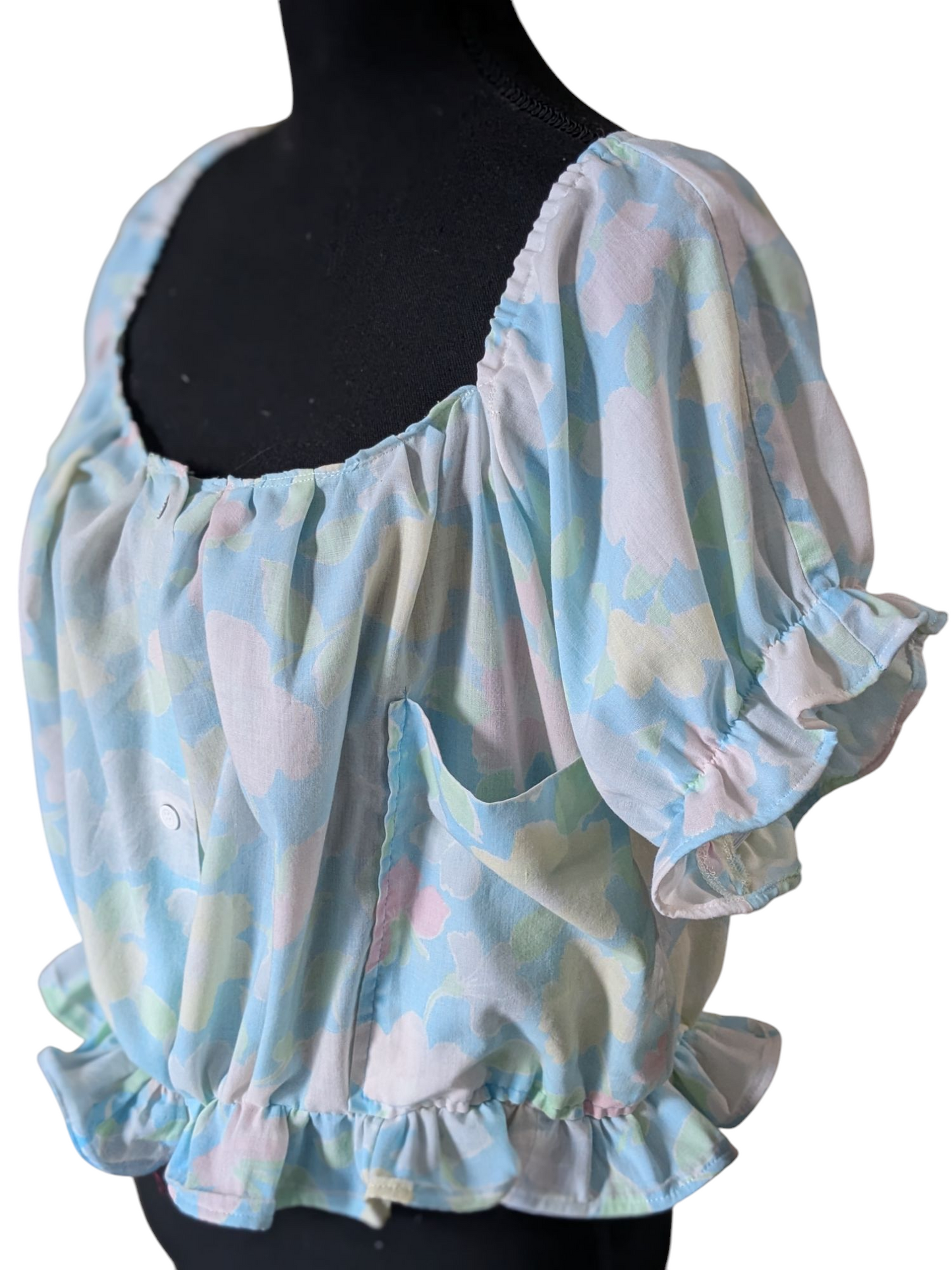 Pastel Puff Sleeve Top - Large