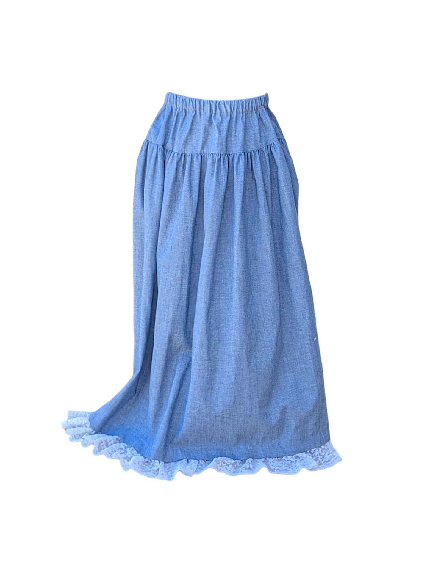 Blue Lace trimmed Skirt - Medium