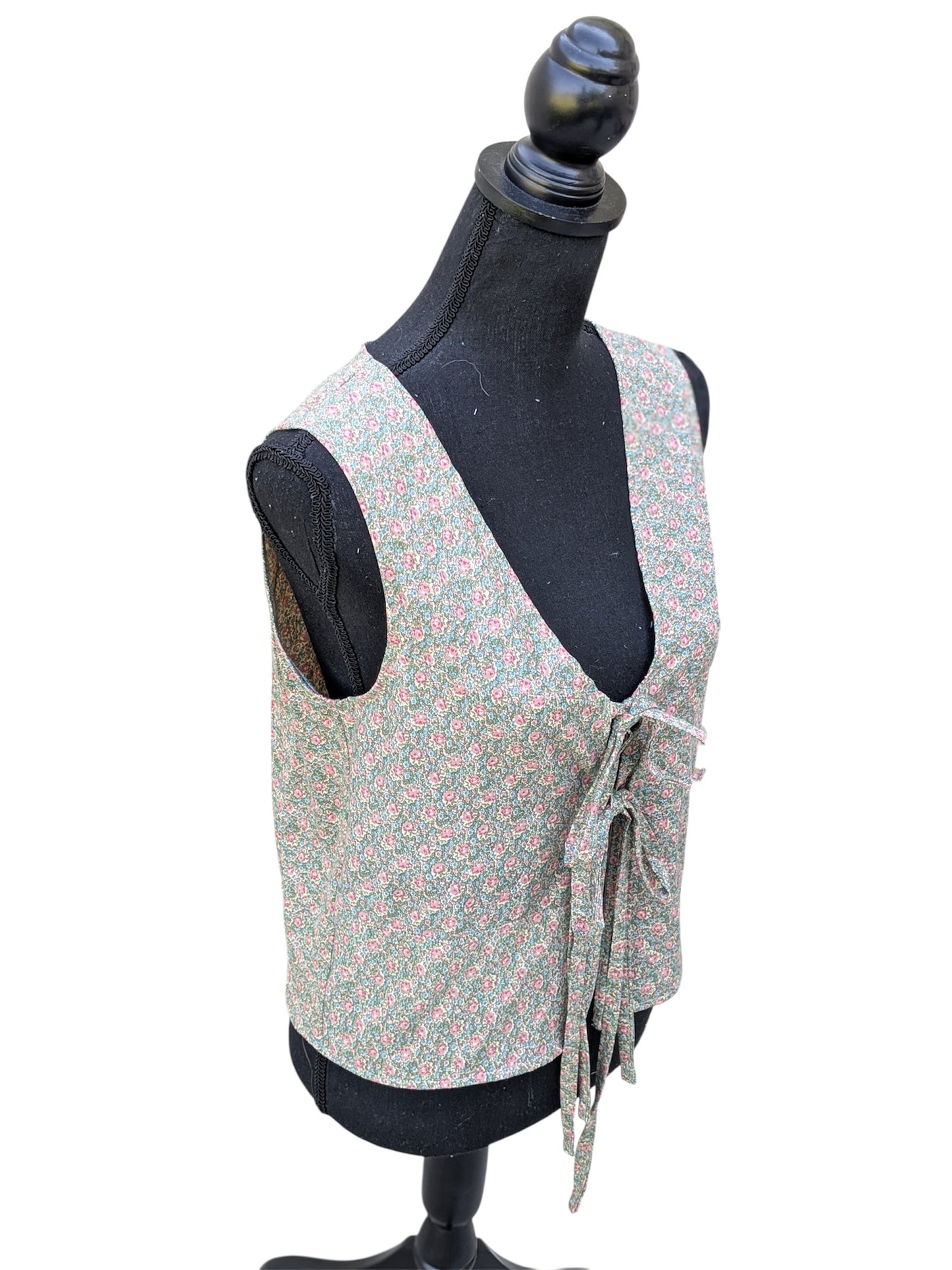 Green and pink Floral Vest Top