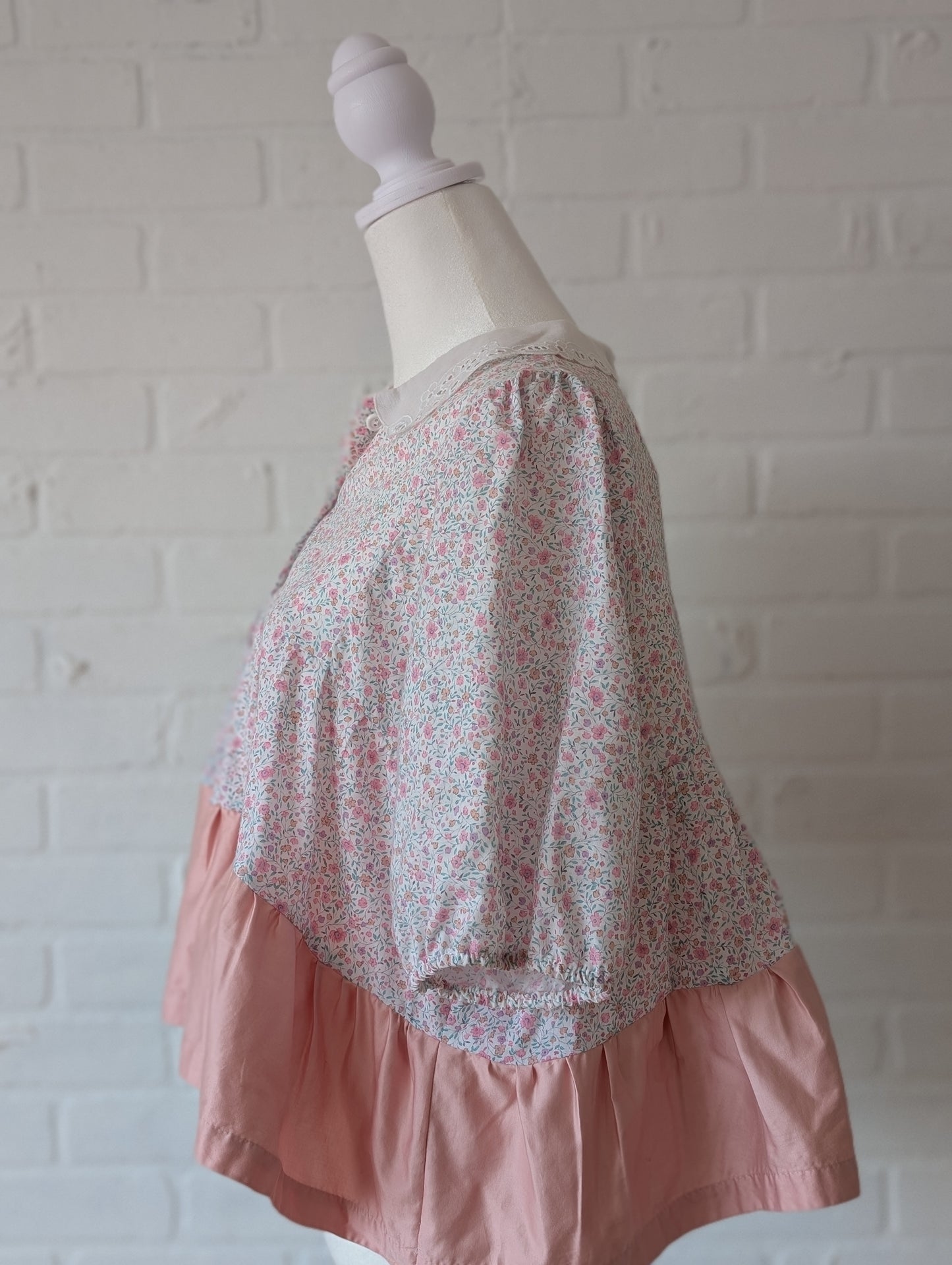 Pink Floral Collared Top
