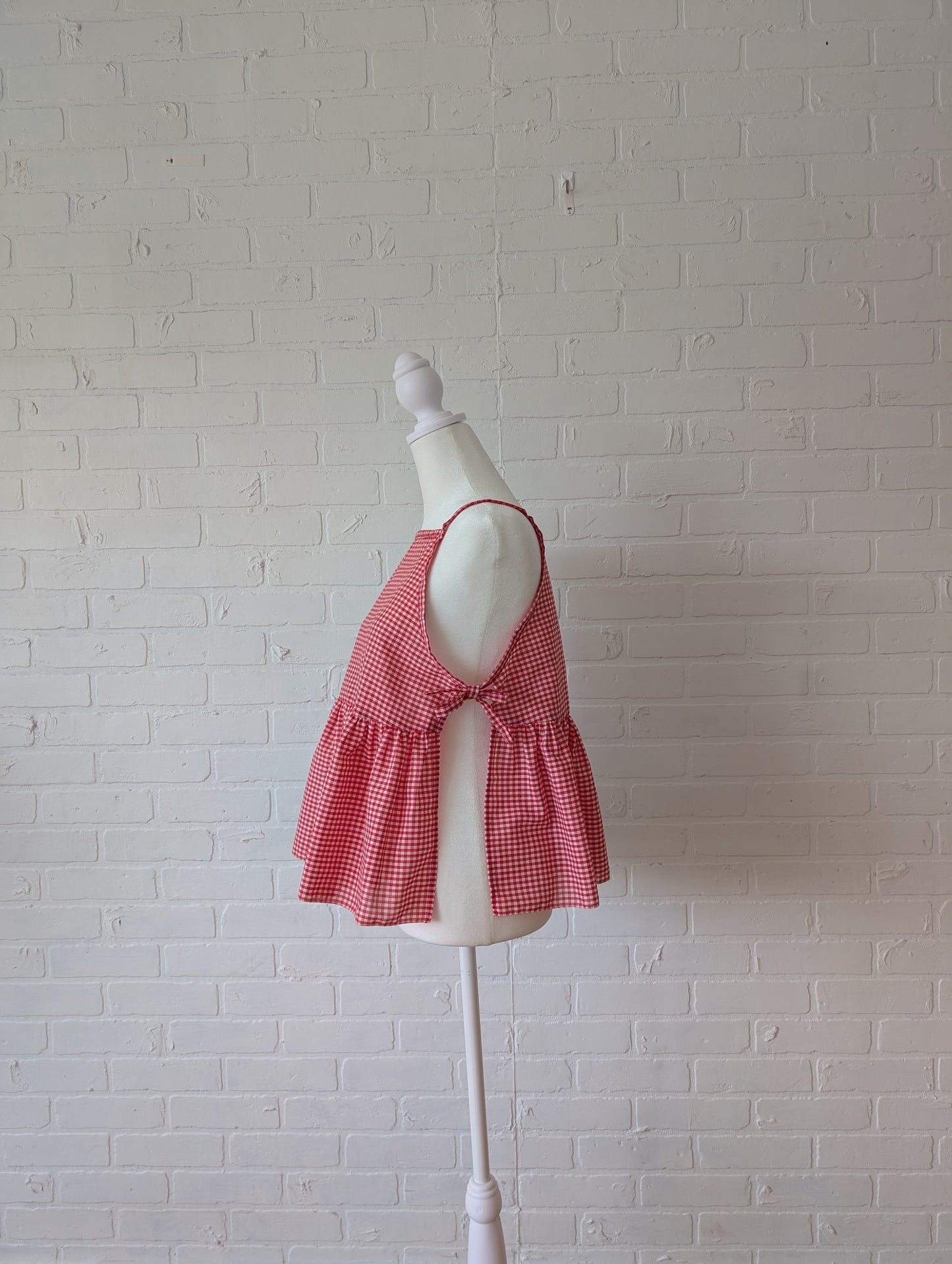 Red Gingham Side Tie Top