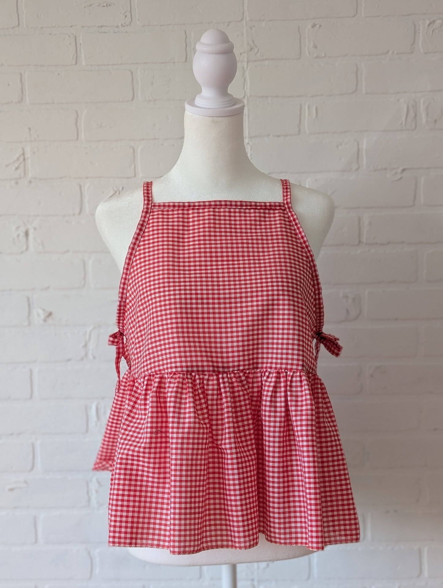 Red Gingham Side Tie Top