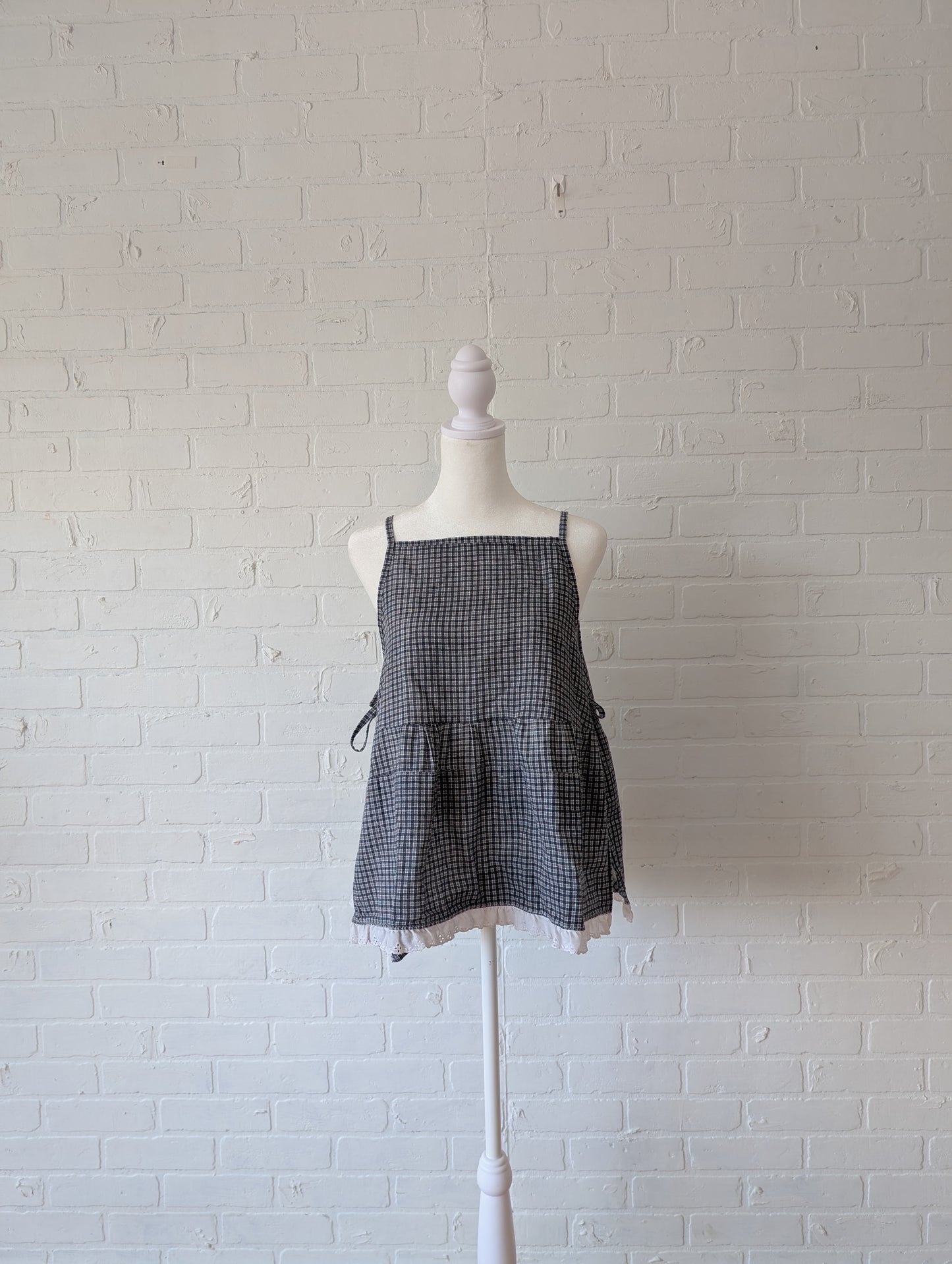 Black Lace Trimmed Side Tie Top