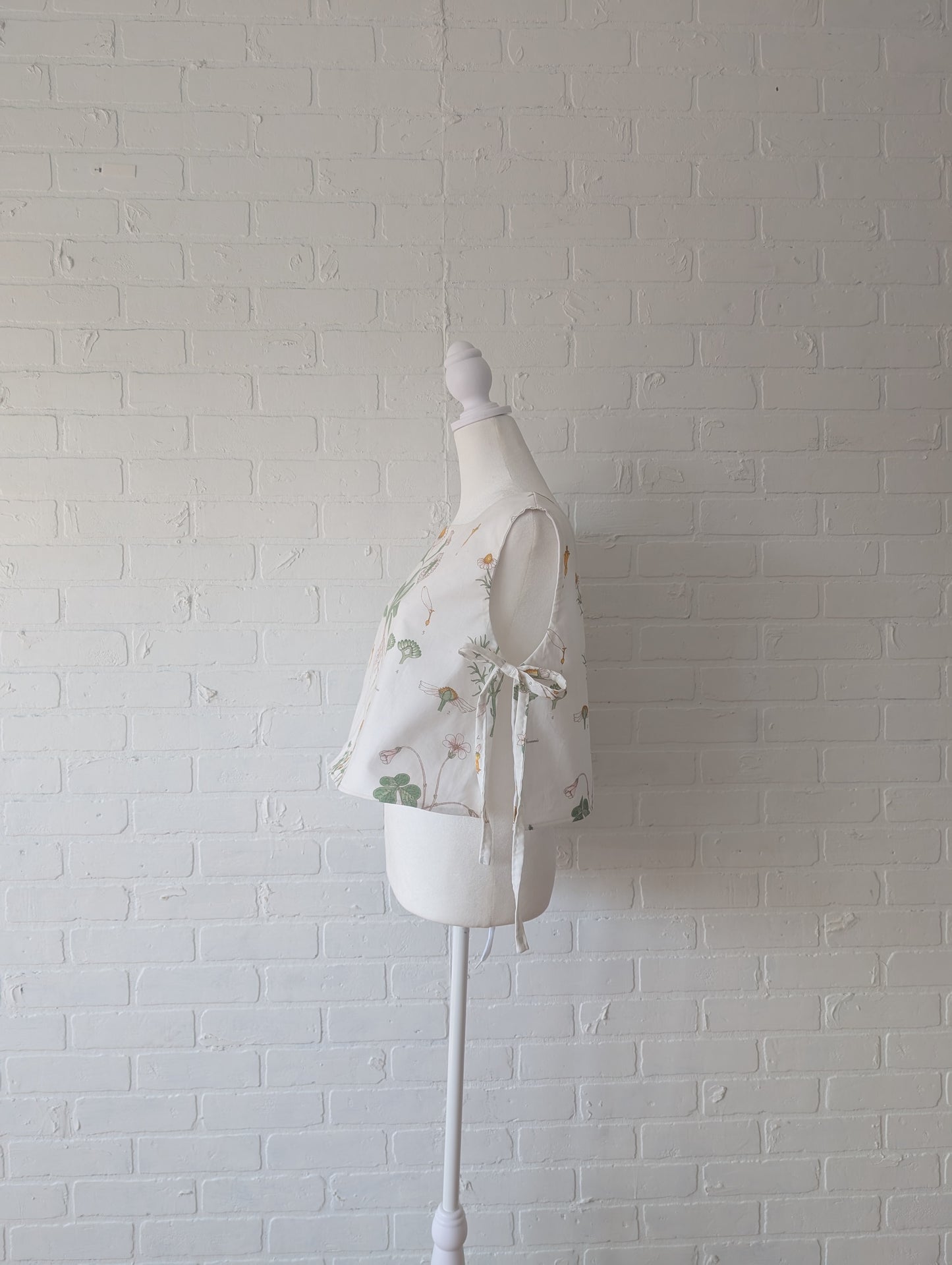 White Wildflower Side Tie Top