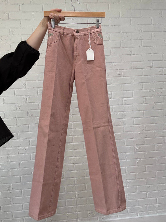 Pink embroidered jeans - 5