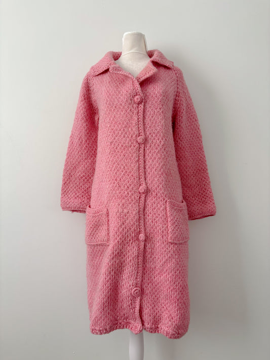Pink knit trench coat-S
