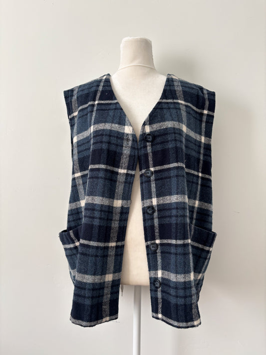 Blue plaid vest - M