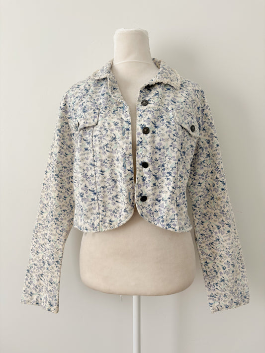 Blue floral cropped jacket - s