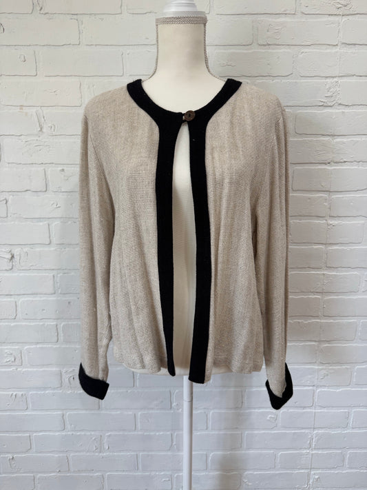 Oatmeal black trim cardigan-M