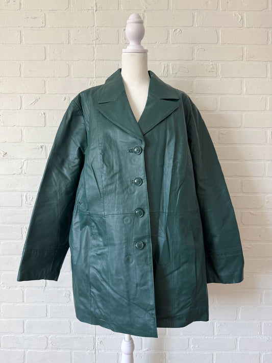 Green leather jacket - XL