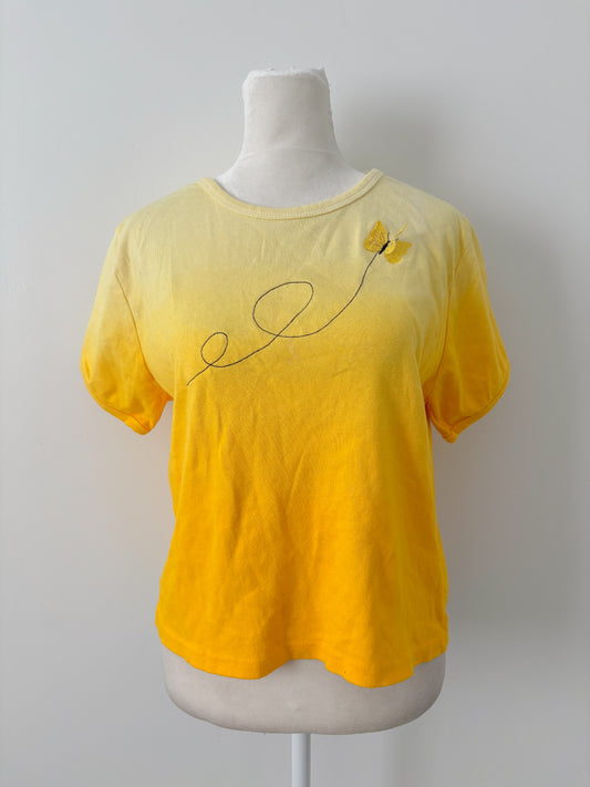 Yellow butterfly tee-M
