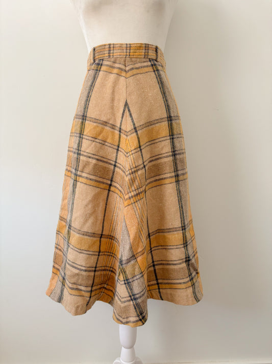 Yellow plaid skirt - s