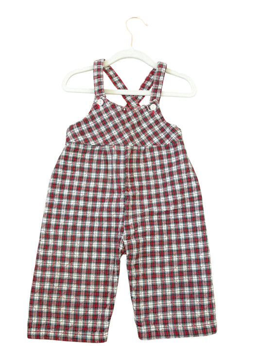 Baby red plaid quilted overalls-16-20lbs