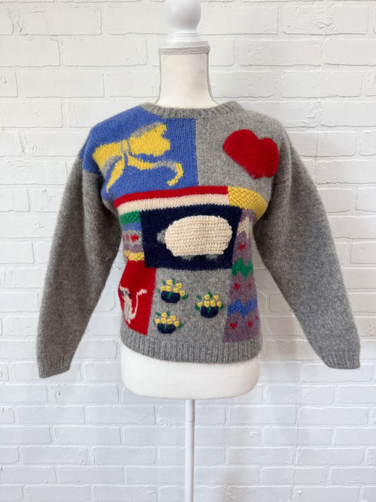 Cat & sheep sweater-M