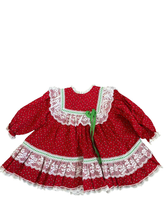 Baby red and green floral dress - 18mo