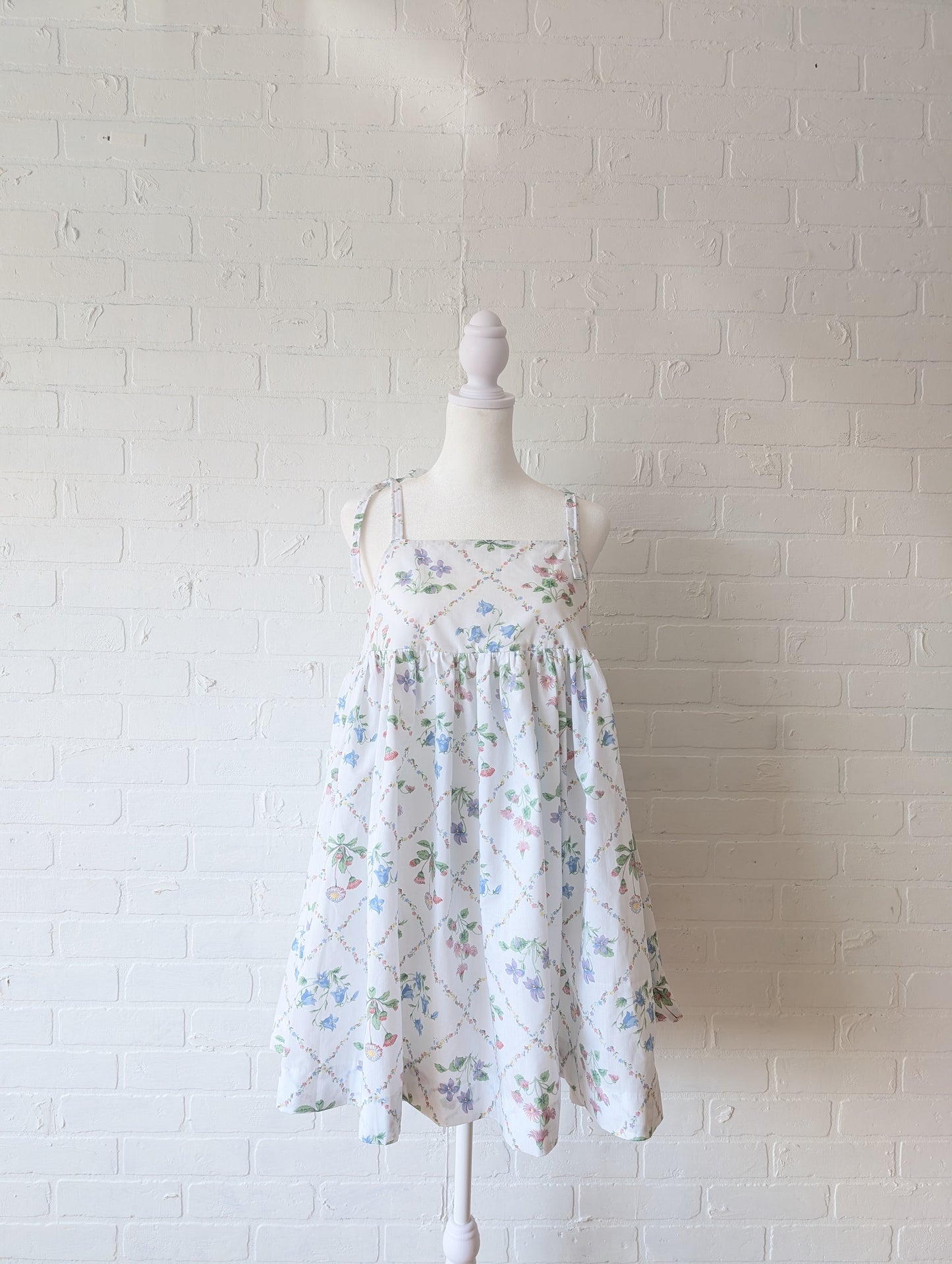 White Floral tank dress - Small