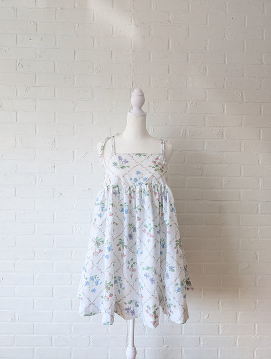 White Floral tank dress - Small