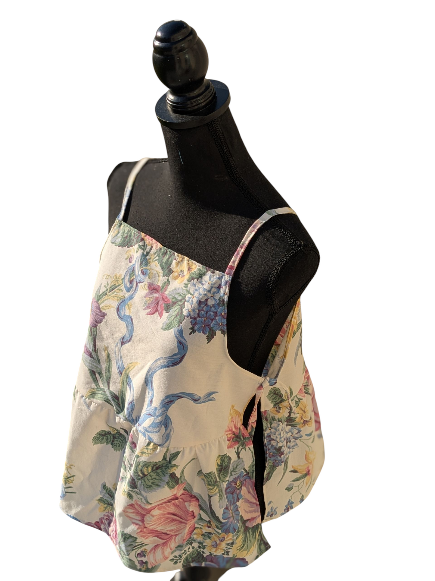 Large floral print side tie top