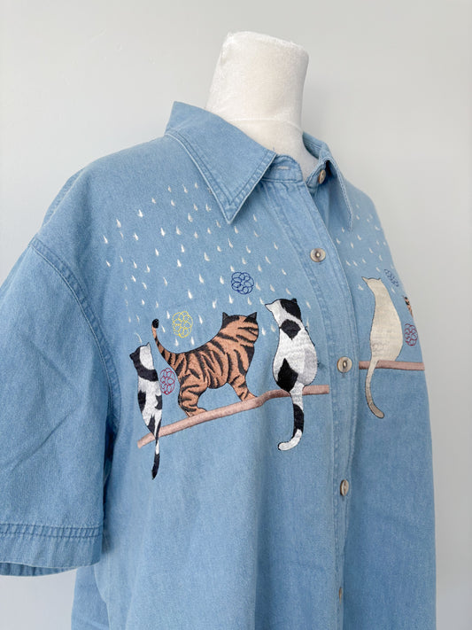 Cat button up - xl