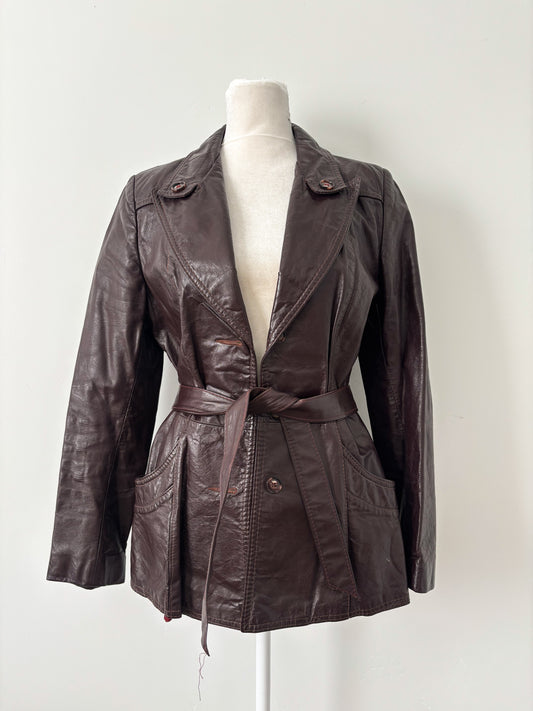 Brown leather jacket - m
