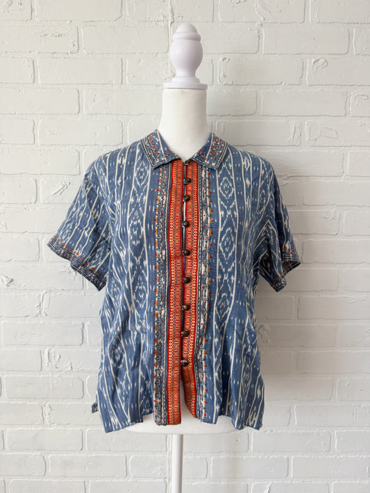Blue western top - m