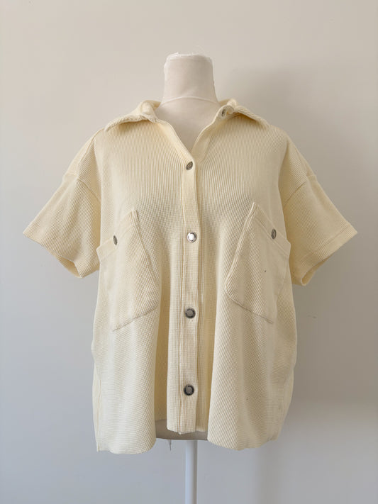 Yellow waffle-knit top - m