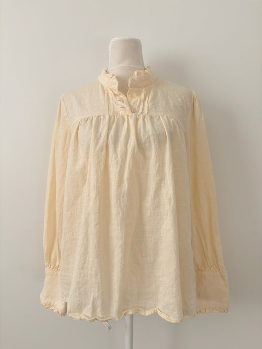 Butter yellow long sleeve blouse-M